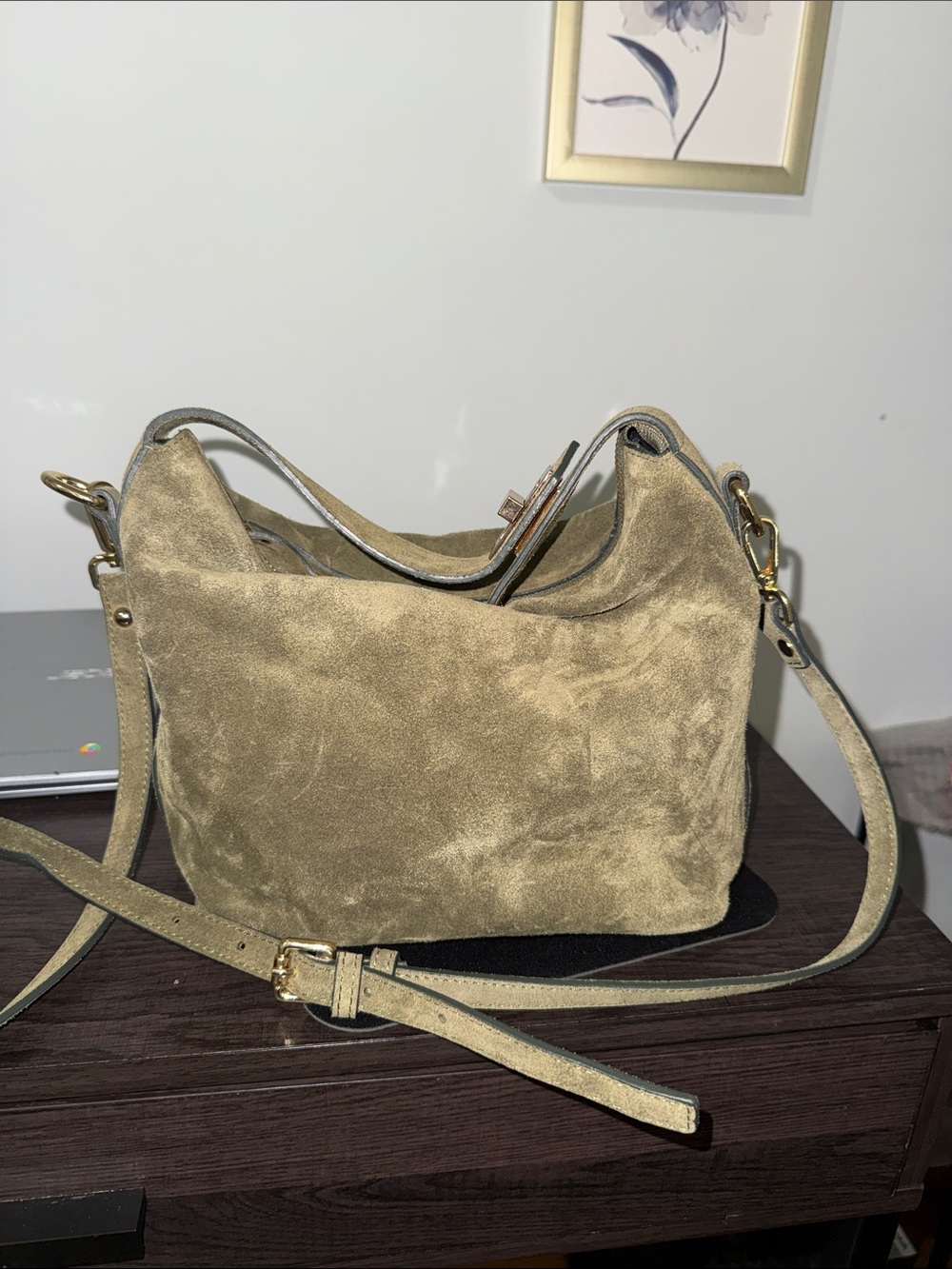 Olive Green Genuine Leather Claudia Firenze bag- Made in Italy